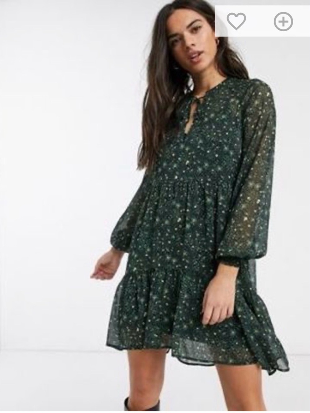 stradivarius Dark Green Floral Mini Dress
